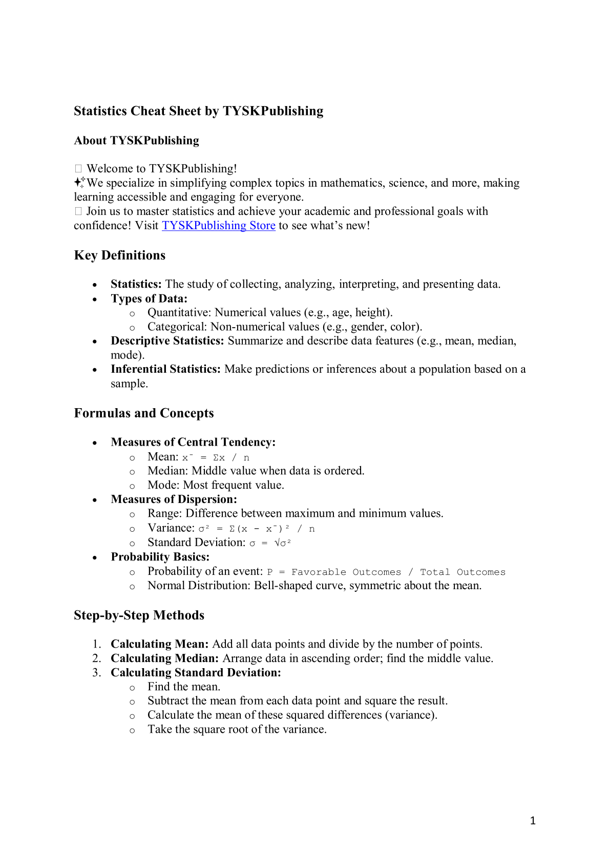 Statistics Cheat Sheet