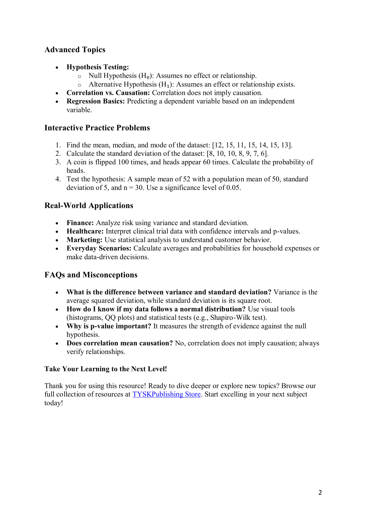 Statistics Cheat Sheet