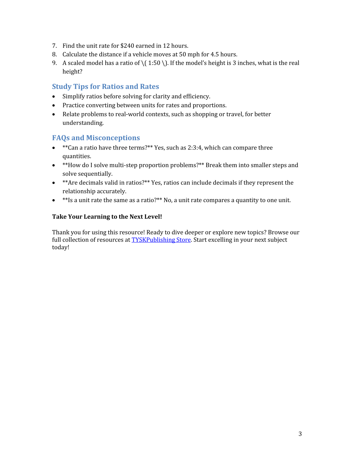 Ratios, Proportions, Rates, and Distance Cheat Sheet